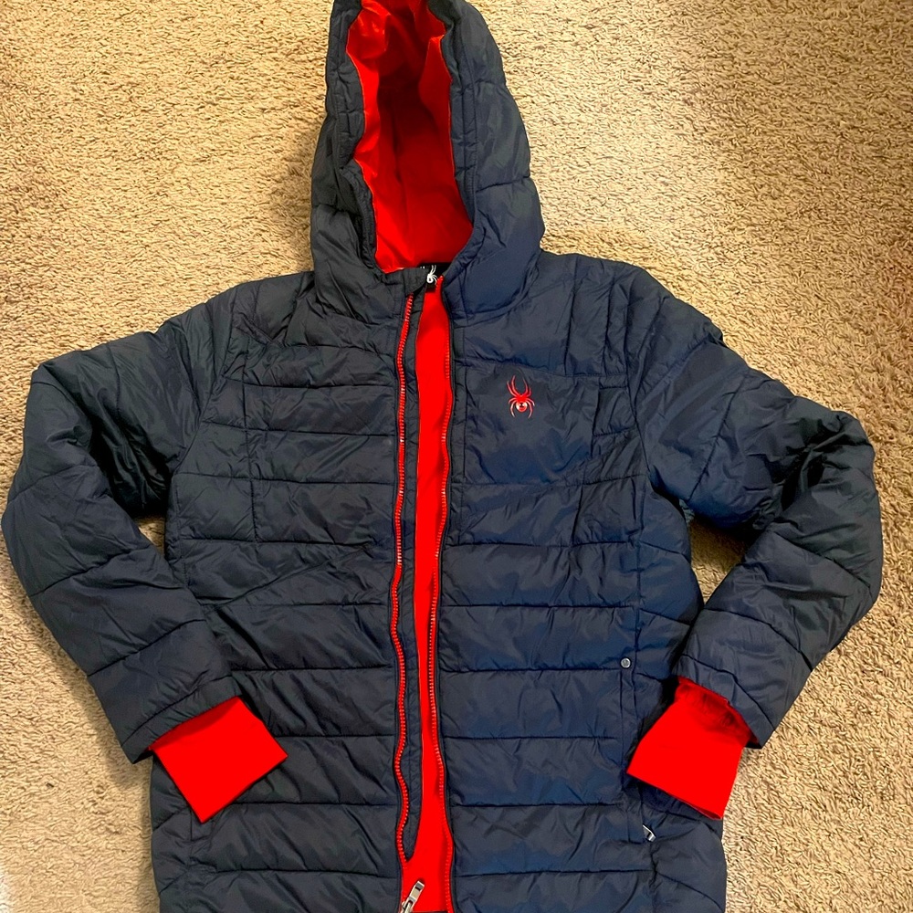 Spyder Kids Puffer Jacket - Navy and Red